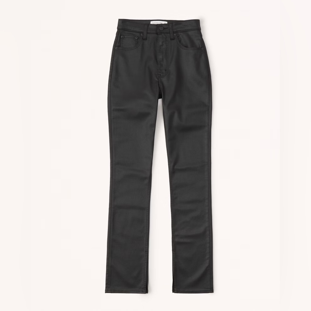 Abercrombie & Fitch The ‘90’s Slim Straight High Rise Coated Black Jeans size 27
